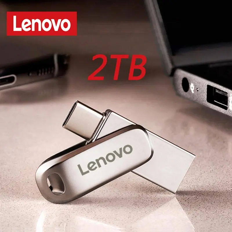 Lenovo OTG Pen Drive 2TB 1TB 512GB 256GB TYPE-C Flash Drives 2 In 1 Mobile Phone Memory Stick High Speed 3.0 USB Флешка